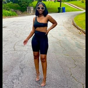 Black One-Sided Romper